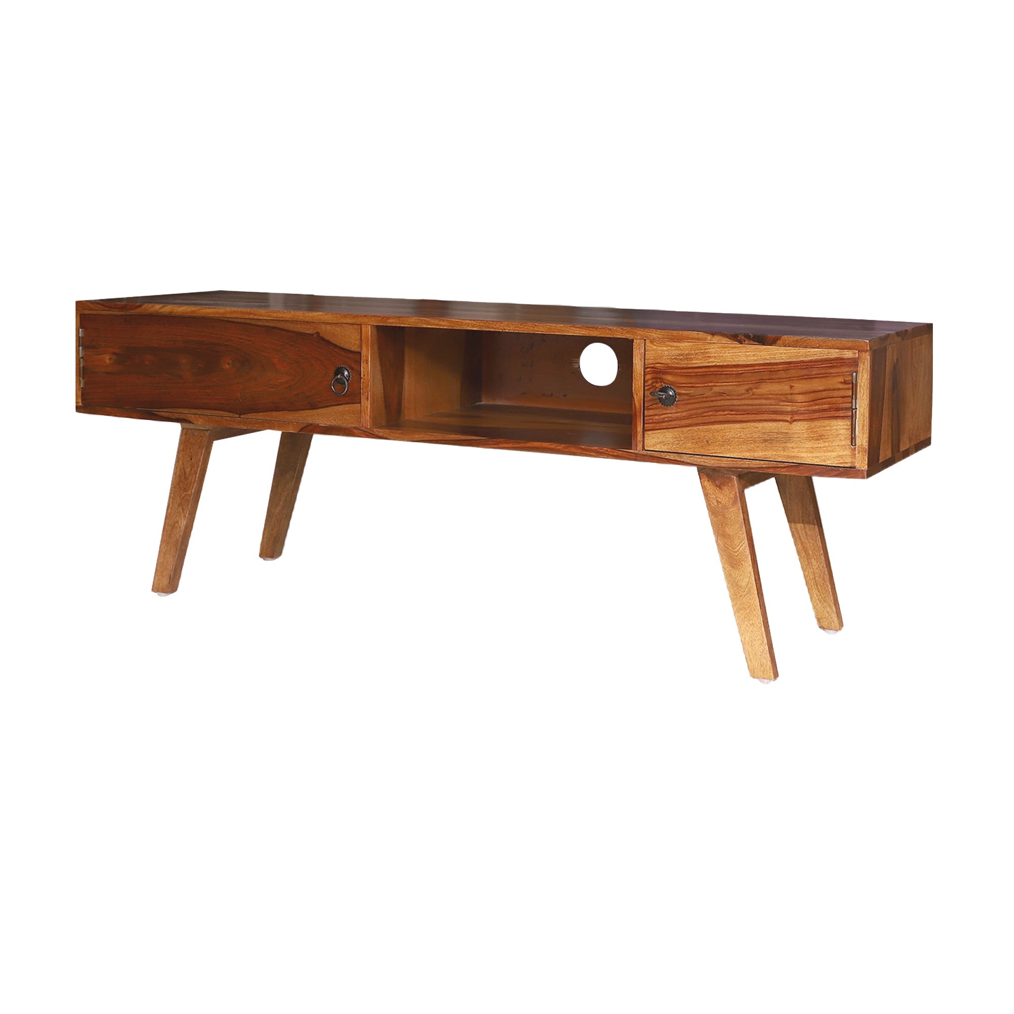 Lekedi 57" Solid Wood Open Shelf with Two Palla TV Unit - Rajasthali Furniture 