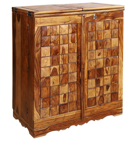 Reidville Solid Wood Two Door Plain Bar Cabinet in Honey Oak Finished Rajasthali Furniture - Rajasthali Furniture 