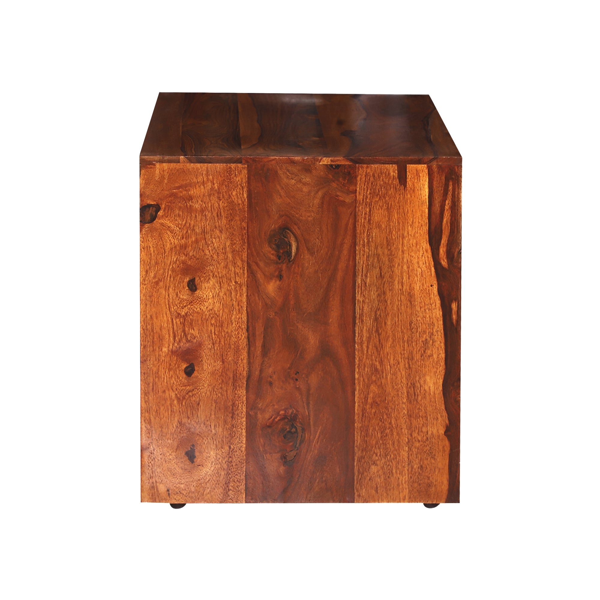 Lasse Floor Mounted Wooden Side Table in Honey Finish - Rajasthali Furniture 