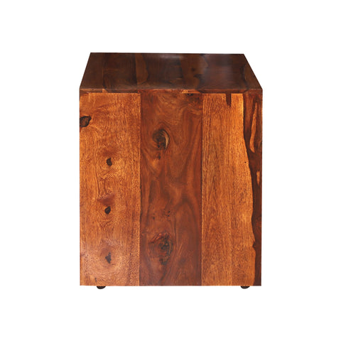 Lasse Floor Mounted Wooden Side Table in Honey Finish - Rajasthali Furniture 