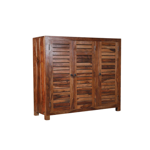 Haze Solid Wood Three Door Shoe Rack - rajasthali-furniture