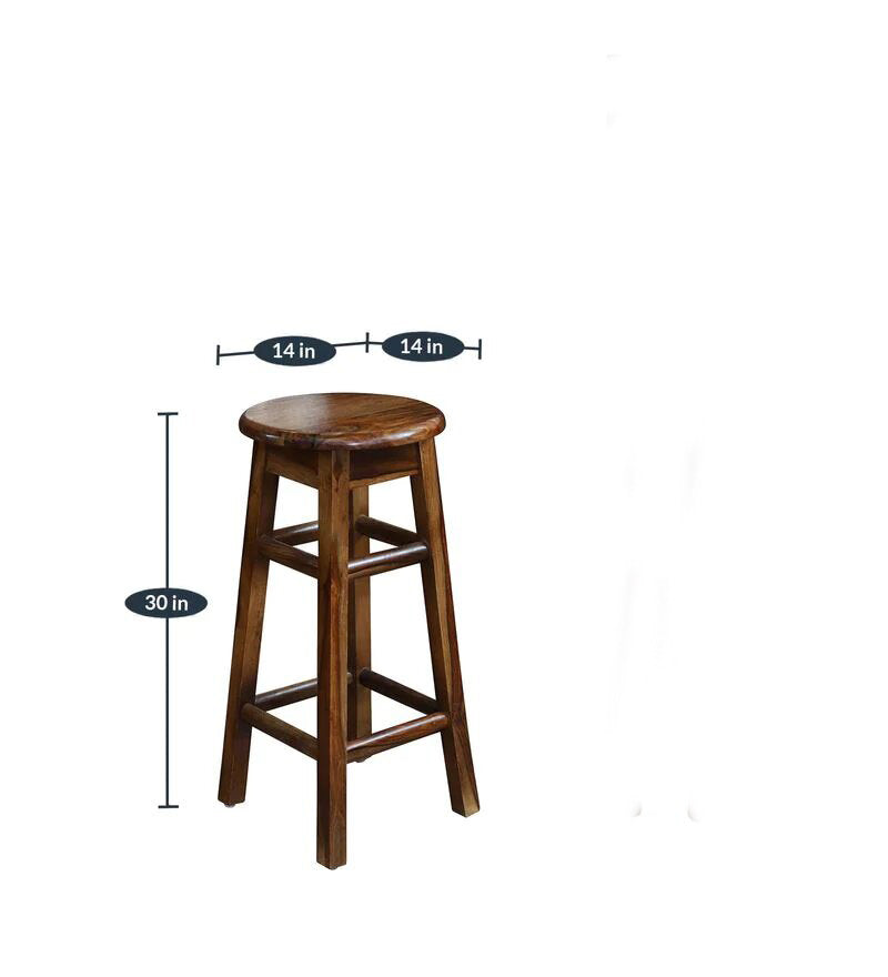 Augusto Sheesham Wood Bar Stool (Honey Oak Finish) - Rajasthali Furniture 