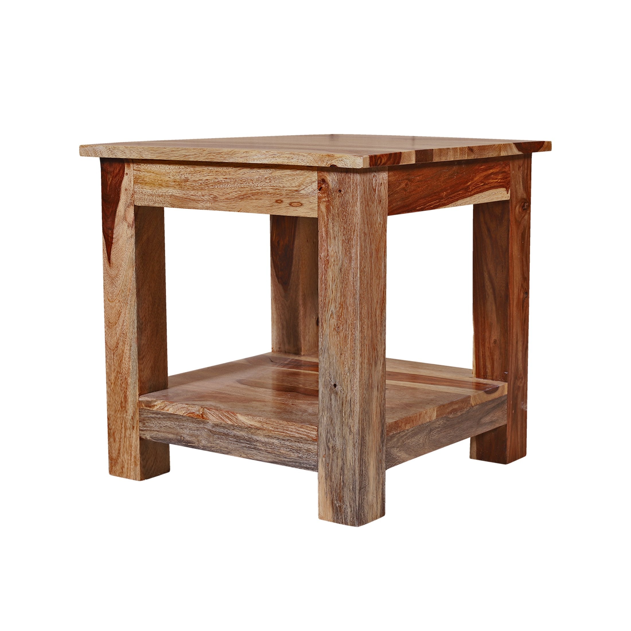 Caserta Solid Wood in Natural Side Table/ Night Stand - rajasthali-furniture