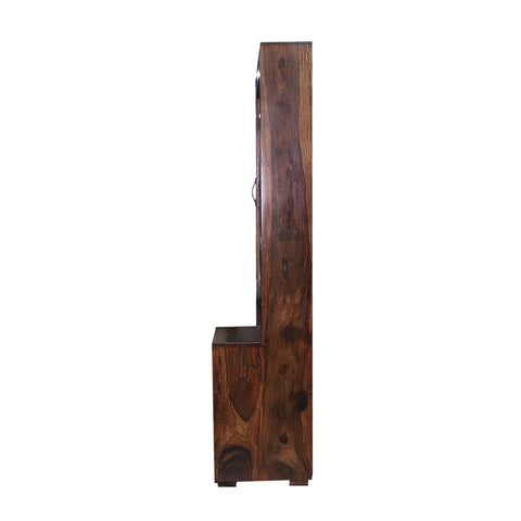 Camille Wooden Dressing Mirror with Hidden Storage in Honey Oak Finish - Rajasthali Furniture 