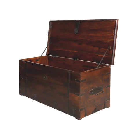 Pomona wooden storage trunk in walnut - Rajasthali Furniture 