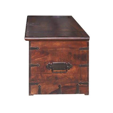 Pomona wooden storage trunk in walnut - Rajasthali Furniture 