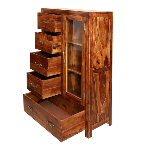 Konto Wooden Display Side board cabinet in Natural Finish - Rajasthali Furniture 