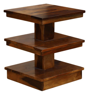 Wiccan Solid Wood Multishelves End Table in Honey Oak Finish - Rajasthali Furniture 