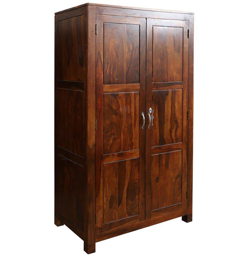 Arizona Solid Wood Two Door Almirah in Honey Oak Finished Rajasthali Furniture - Rajasthali Furniture 