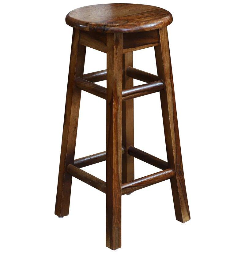 Augusto Solid Wood Kitchen and Bar Stool in Honey Oak Finished Rajasthali Furniture - Rajasthali Furniture 