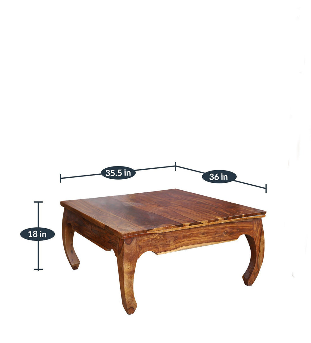 Rumia Sheesham Wood Square Coffee Table (Honey Oak Finish)