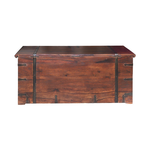 Pomona wooden storage trunk in walnut - Rajasthali Furniture 