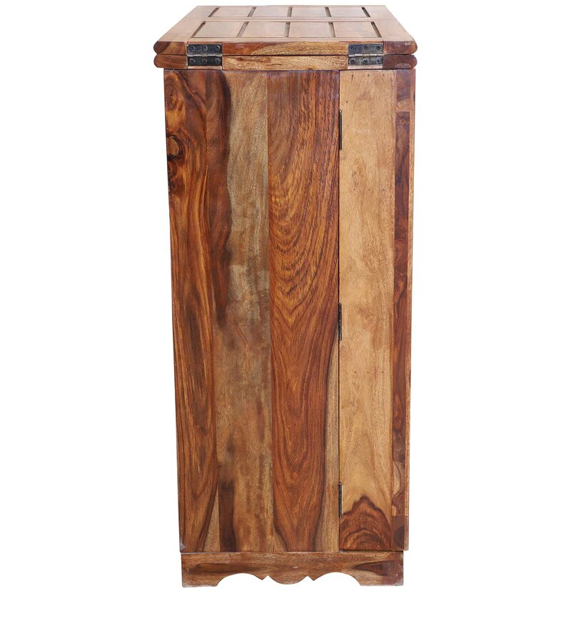 Reidville Solid Wood Two Door Bar Cabinet in Honey Oak Finished Rajasthali Furniture - Rajasthali Furniture 