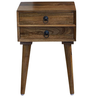 Buy Varna Solid Wood Two Drawer Bed Side Table
