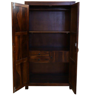 Arizona Solid Wood Two Door Almirah in Honey Oak Finished Rajasthali Furniture - Rajasthali Furniture 