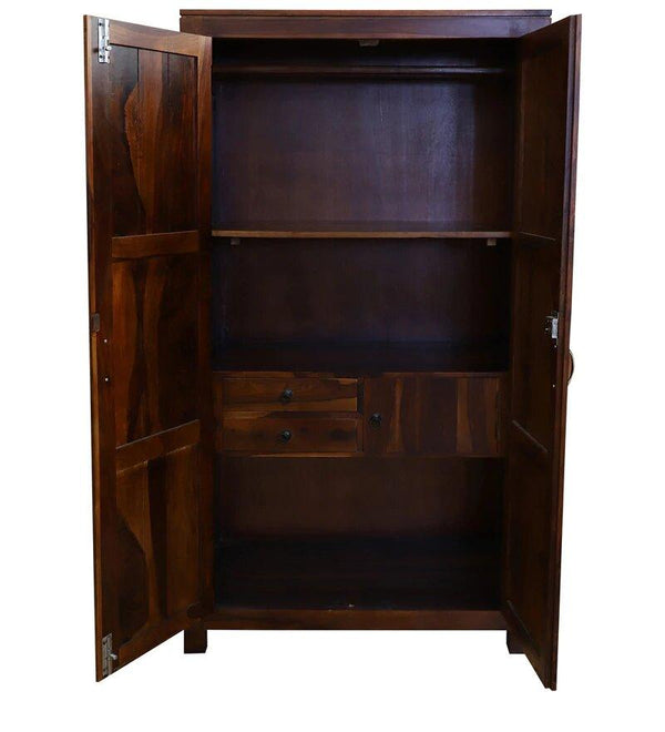 Arizona Solid Wood Two Door Almirah in Honey Oak Finished Rajasthali Furniture - Rajasthali Furniture 