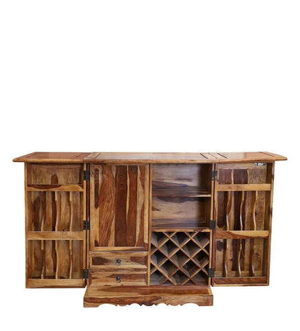 Reidville Solid Wood Two Door Plain Bar Cabinet in Honey Oak Finished Rajasthali Furniture - Rajasthali Furniture 