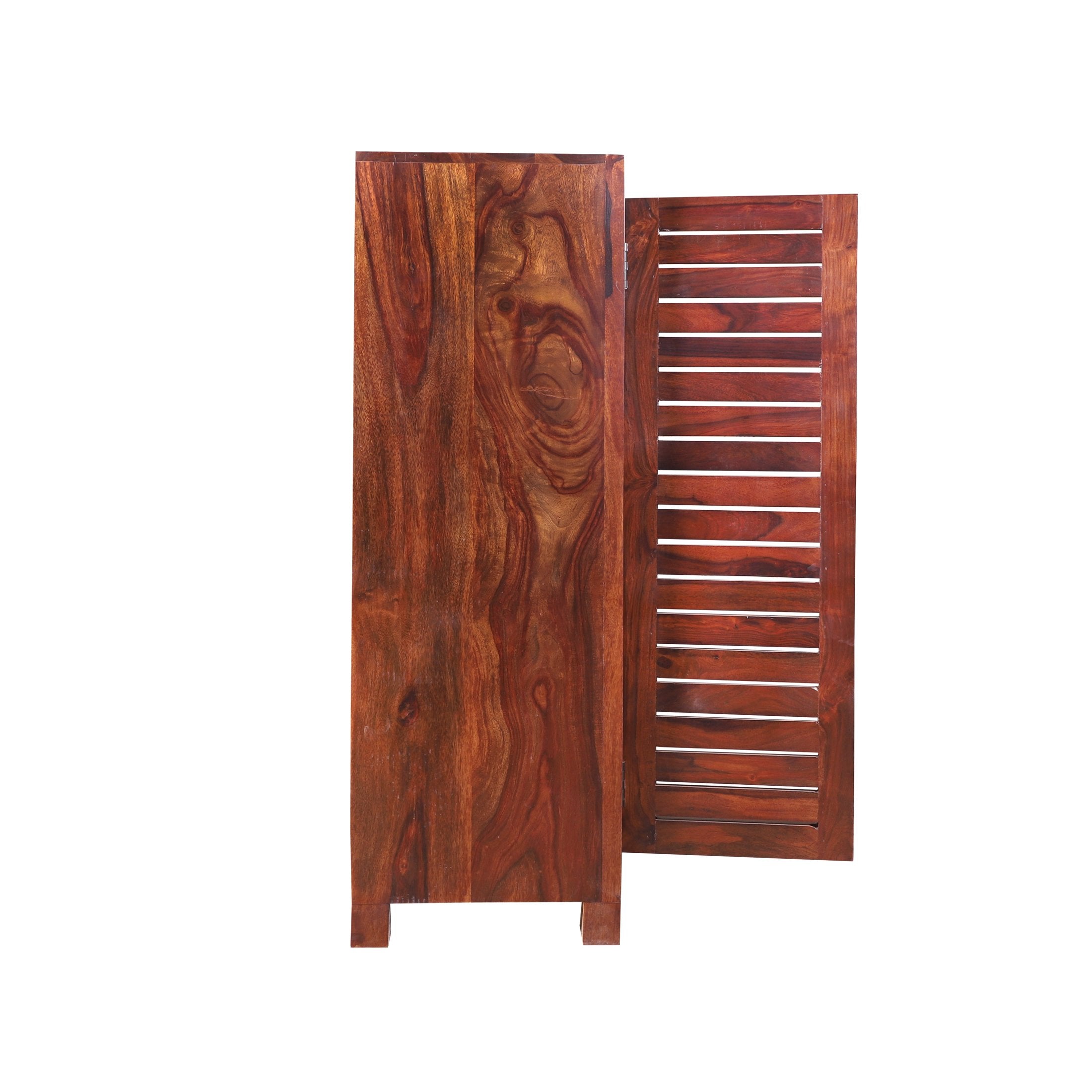 Haze Solid Wood Four Door Shoe Rack  In Wallnut - rajasthali-furniture