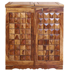 Reidville Solid Wood Two Door Plain Bar Cabinet in Honey Oak Finished Rajasthali Furniture - Rajasthali Furniture 