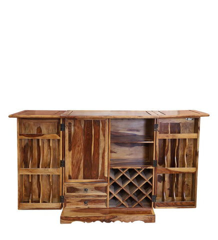 Reidville Solid Wood Two Door Bar Cabinet in Honey Oak Finished Rajasthali Furniture - Rajasthali Furniture 