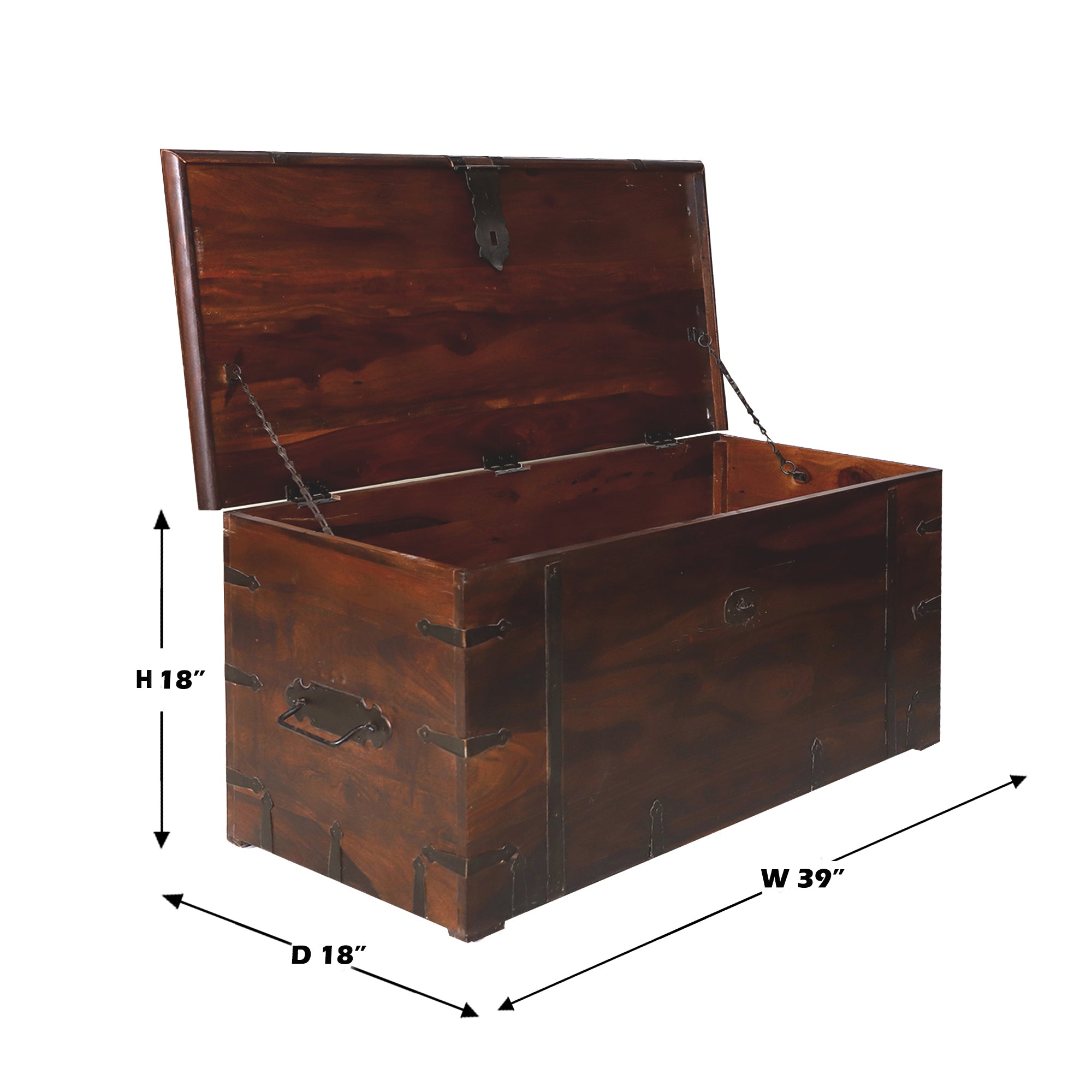 Pomona wooden storage trunk in walnut - Rajasthali Furniture 