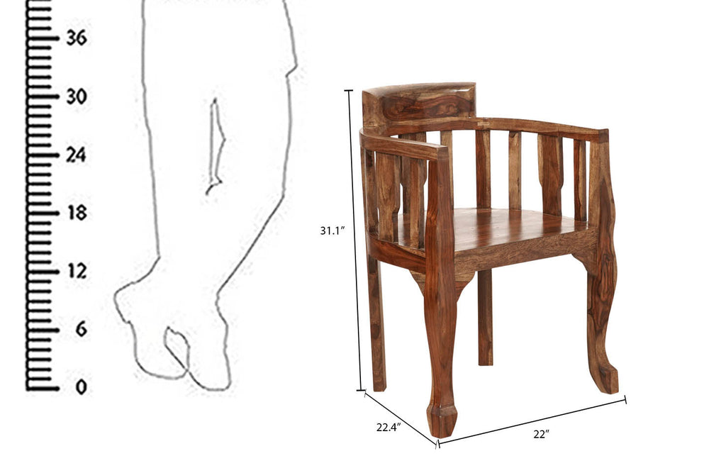 Lubin Sheesham Wood Living Room Chair (Honey Oak Finish)