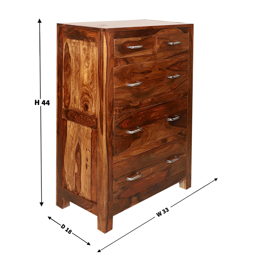 Paulo Sheesham Wood Sideboard with Drawers (Natural Finish)