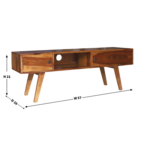 Lekedi 57" Solid Wood Open Shelf with Two Palla TV Unit - Rajasthali Furniture 