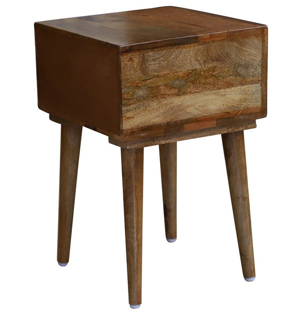 Varna Solid Wood Two Drawer Bed Side Table - Rajasthali Furniture 