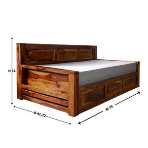 Lesa Solid Wood Sofa cum bed in Natural Finish Rajasthali Furniture - Rajasthali Furniture 