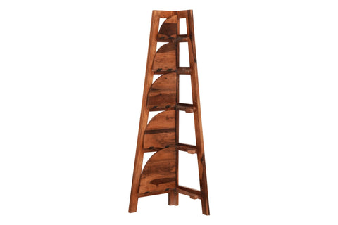 Five Tier Corner Shelf in Natural Finish - rajasthali-furniture