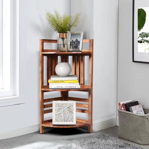 Solid Wood Three Tier End Table 