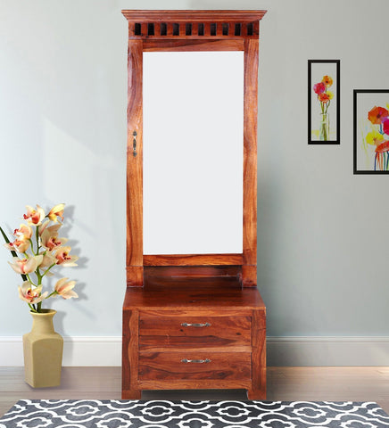 Livia Solid Wood Two Drawer Dressing Mirror - rajasthali-furniture